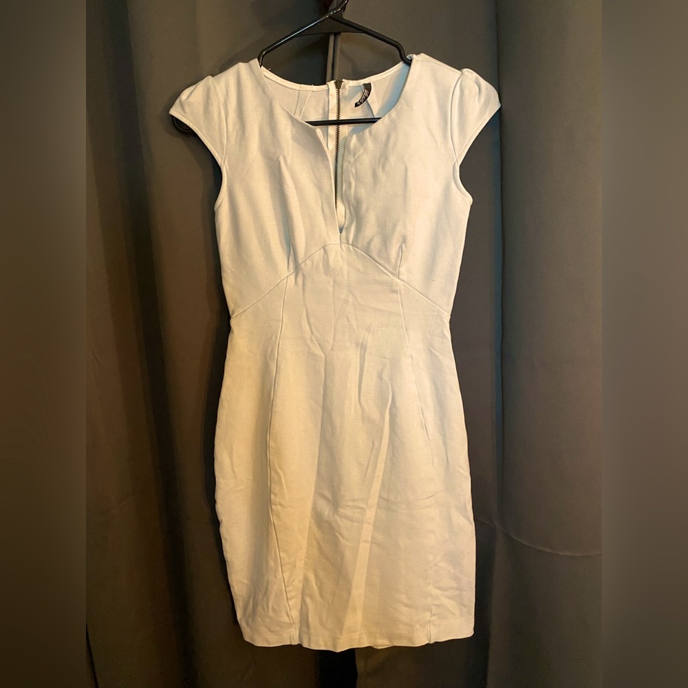 Short sleeve, fitted mini dress, light blue